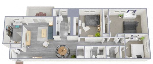 Floor plan for 3 beds, 1.5 baths, 1306 sqft